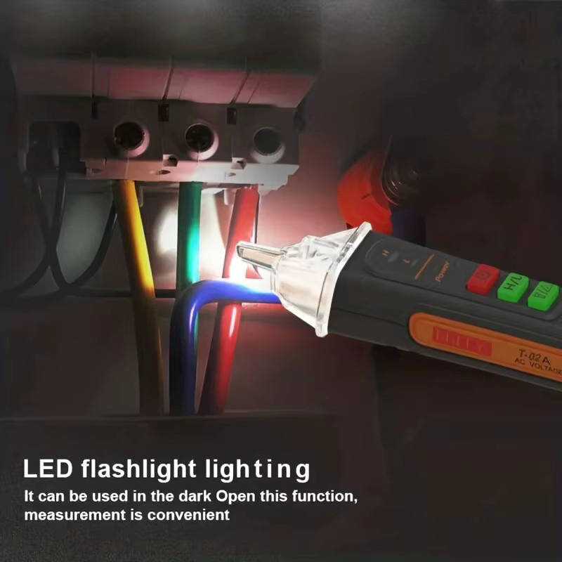 NJTY T02A Spannungsdetektor in Schwarz, berührungsloser AC-Spannungsprüfer mit Sprachausgabe für 12–1000 V, 50/60 Hz - Bild 4