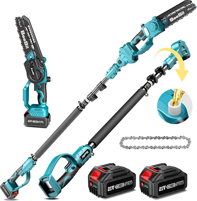 SEESII 2-in-1 kabellose 8-Zoll-Elektrokettensäge mit 3 m Verlängerungsstange und Akku als Astschneider und Gartenschere - Bild 1