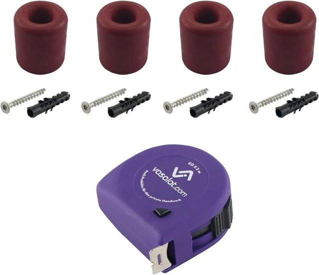 vasalat Set Gummistopper für Boden und Wand zum Schrauben, Rot, Durchmesser: 30 mm, Höhe: 30 mm - Bild 1
