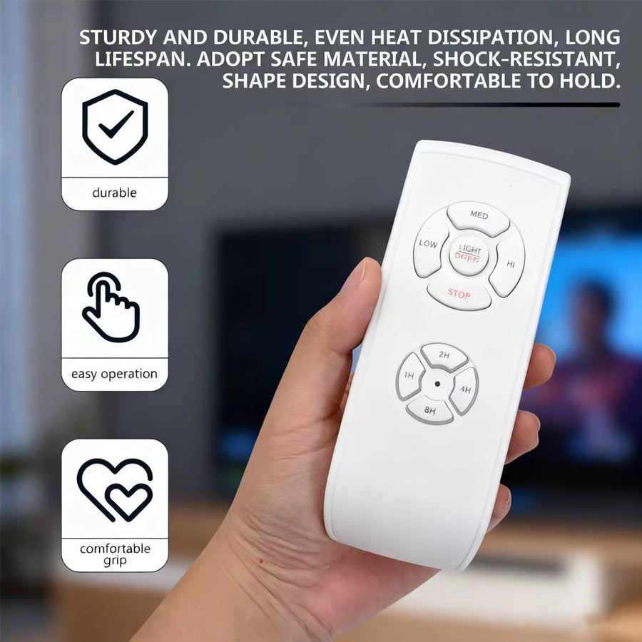 Tedeligo Universal Deckenventilator Fernbedienung Set mit Timer und Windgeschwindigkeitssteuerung in Weiß - Bild 4