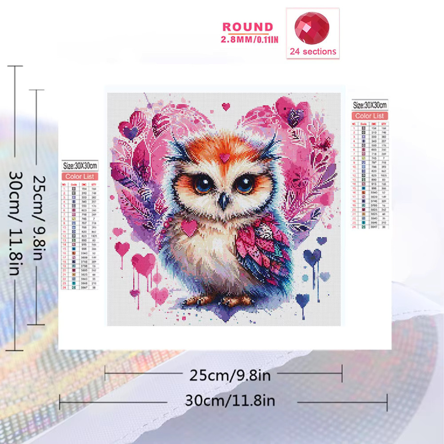 EverShine Diamant-Malerei DIY Tier-Mosaik mit Vogel und Liebesherz, 5D Strass-Stickerei, Multicolor, B/T/H: 20 x 20 x 20 cm - Bild 2
