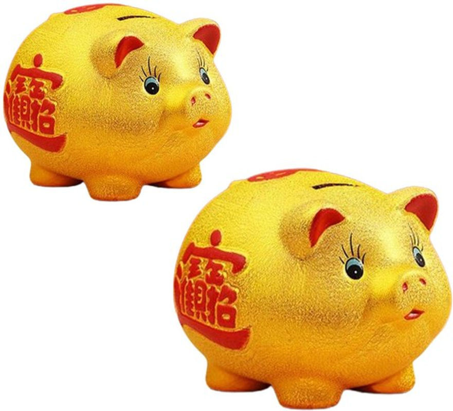 MagiDeal Keramik Sparschwein in Gold als dekorative Schwein Figur und Tischornament - Bild 1