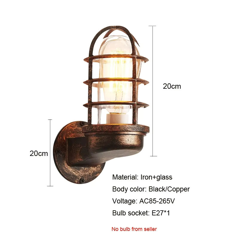 Industrielle Wandleuchte im Vintage Loft Design als Lichterkäfig aus Metall in Schwarz mit transparentem Glas für Wohnzimmer, Garten oder Außenbereiche - Bild 3