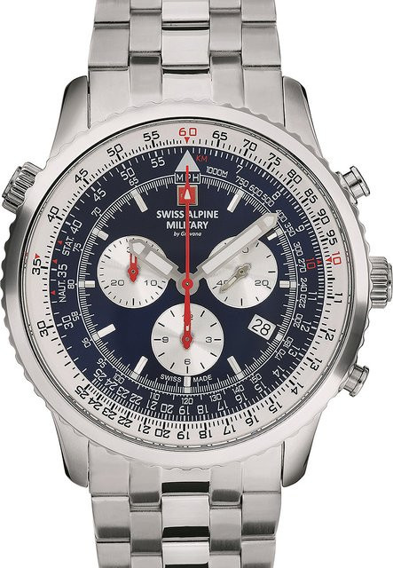 Swiss Alpine Military Chronograph, Quarz, Edelstahl, Blau, 45 mm, Herren - Bild 1