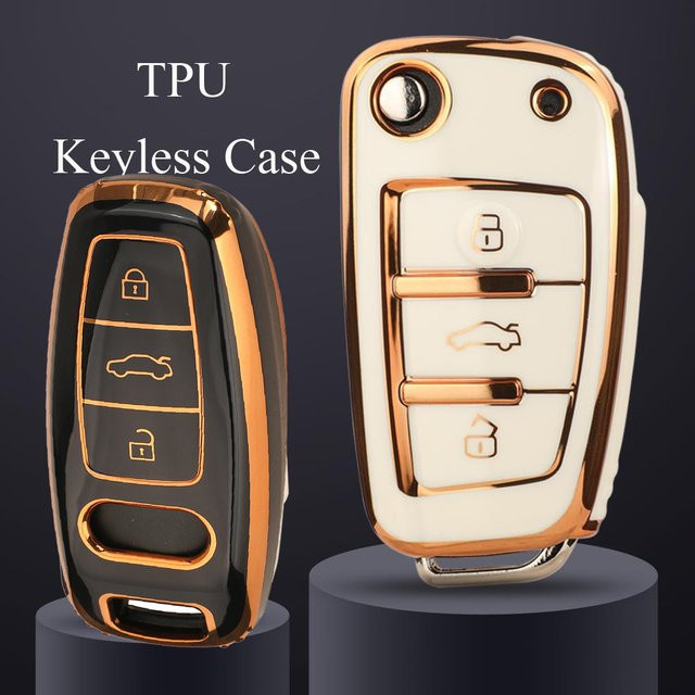 Jingyuqin Weiche TPU-Autoschlüsselhülle für Audi A1 A3 A4 A5 A6 A7 A8 Q3 Q5 Q7 Q8 TT S3 S4 S6 RS E-tron - Bild 1