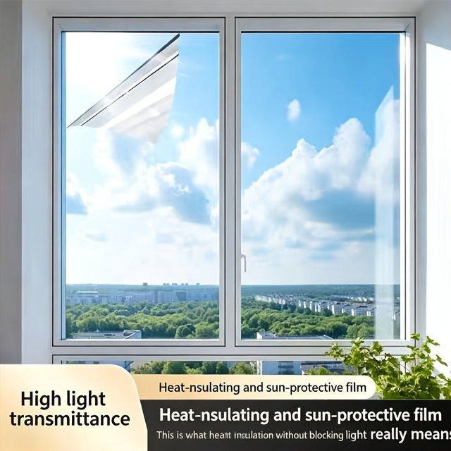 BUNPIG Einweg-Sichtschutzfolie für Fenster in Silber als Sonnenschutz und Lichtblocker mit Wärmekontrolle, statisch haftend und abnehmbar für Haus und Balkon - Bild 1