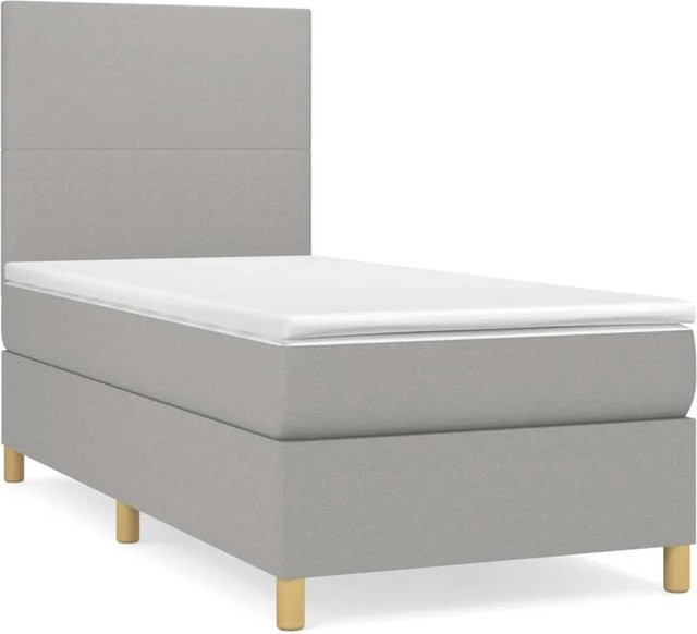 vidaXL Boxspringbett mit Matratze Hybrid-Design in Hellgrau, B/T: 100 x 200 cm - Bild 1