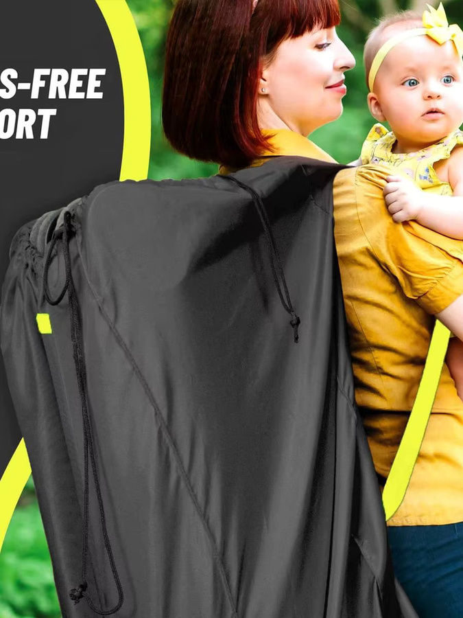Schutzhülle für Kinderwagen und Babytrage aus 420D Oxford Textil in Schwarz mit Schultergurt zur Aufbewahrung und für Flugzeugreisen - Bild 4