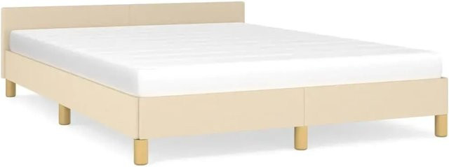 vidaXL Bettgestell mit Kopfteil in Beige aus Stoff, B/T/H: 140 x 190 x 143 cm - Bild 1