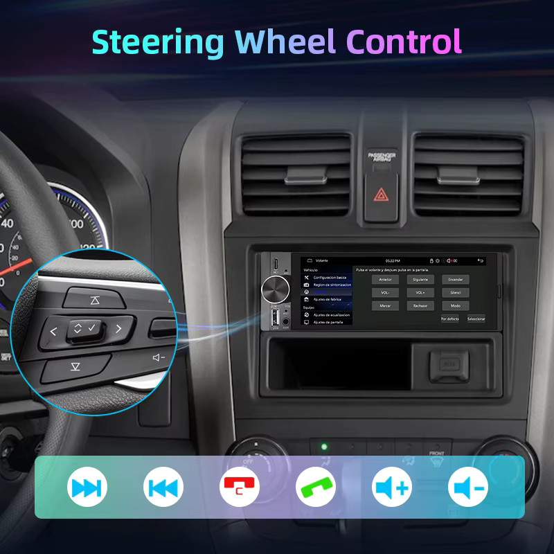 Junsun Universal MP5 Autoradio mit 6,86 Zoll Touchscreen, Wireless CarPlay, Android Auto, Bluetooth, WiFi und USB-C Ladefunktion, Schwarz - Bild 3