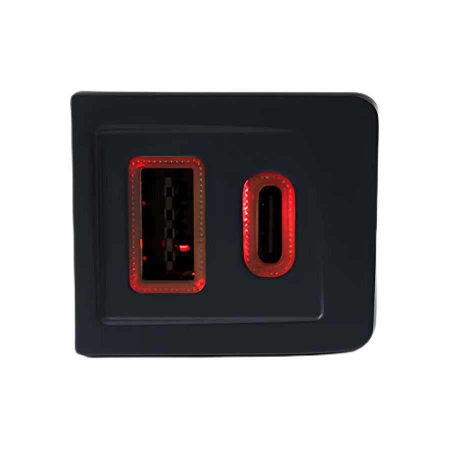 Dual USB Auto Ladegerät mit Typ C PD und QC3.0 Schnellladefunktion für VW Multivan T5 2003-2015 in Schwarz - Bild 4