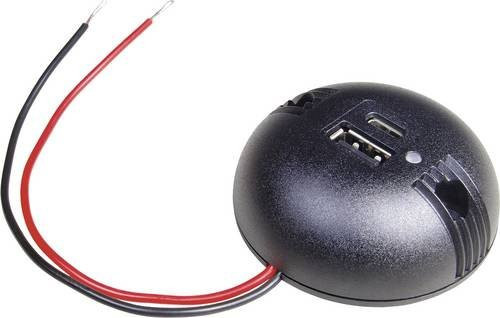 ProCar Runde Doppelsteckdose mit USB-C und USB-A Anschlüssen in Schwarz, Belastbarkeit max. 5A, 12V/24V - Bild 1