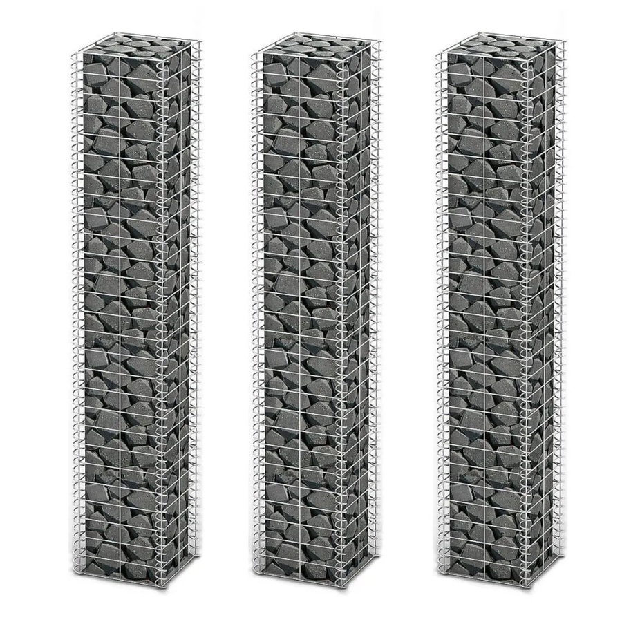 vidaXL Gabionen-Set aus verzinktem Stahl in Grau, 3-teilig, B/T/H: 25 x 25 x 150 cm - Bild 2