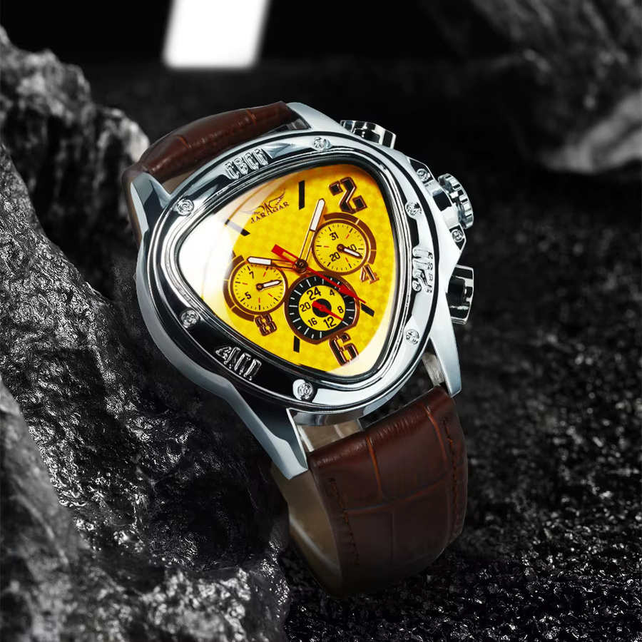 JARAGAR Armbanduhr, Automatik, Lederarmband, Schwarz, Herren - Bild 5