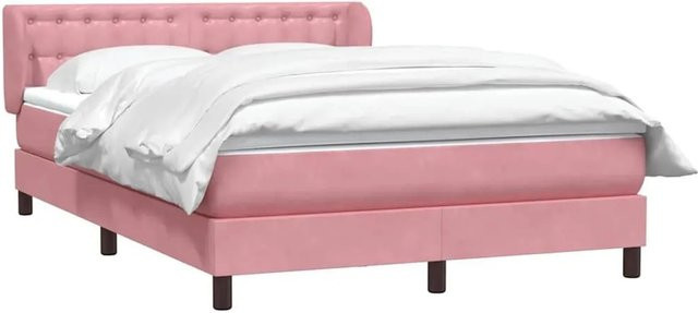 vidaXL Boxspringbett mit Matratze aus Samt in Rosa, B/T/H: 140 x 220 x 78 cm - Bild 1