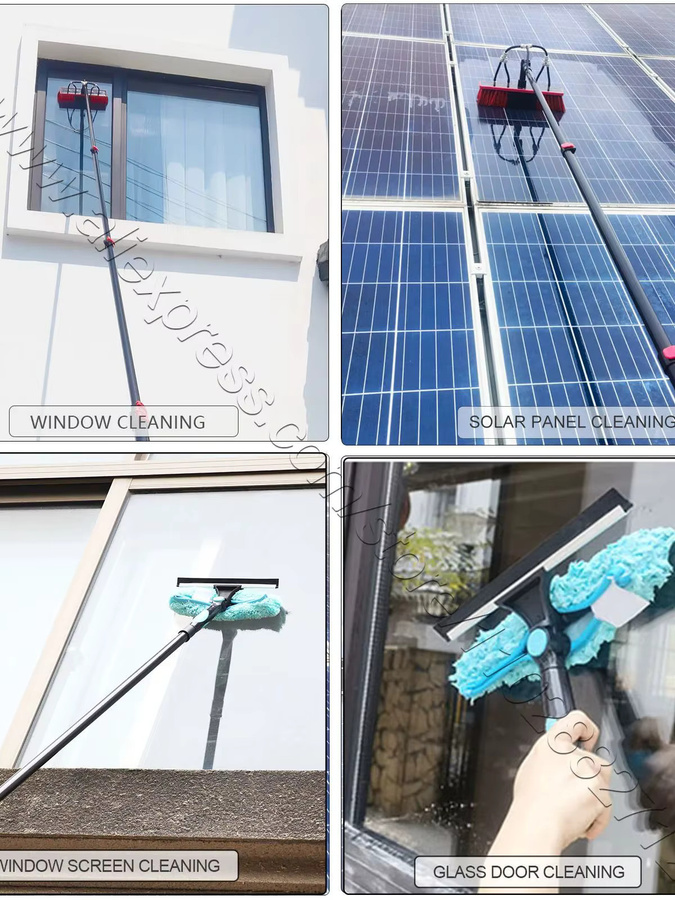 CNHOPOLE Wasserstangenbürste mit Teleskop-Verlängerungsstange und Abziehkit für Fensterreinigung und Solarpanel-Wäsche inklusive Mikrofasertuch - Bild 6
