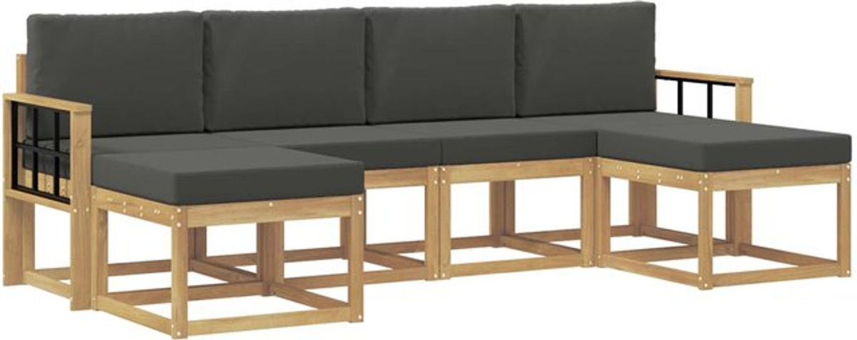 Modernes 6-teiliges Outdoor-Sofagarnitur Loungemöbel Set von vidaXL aus Polyester in Weiß und Anthrazit - Bild 1