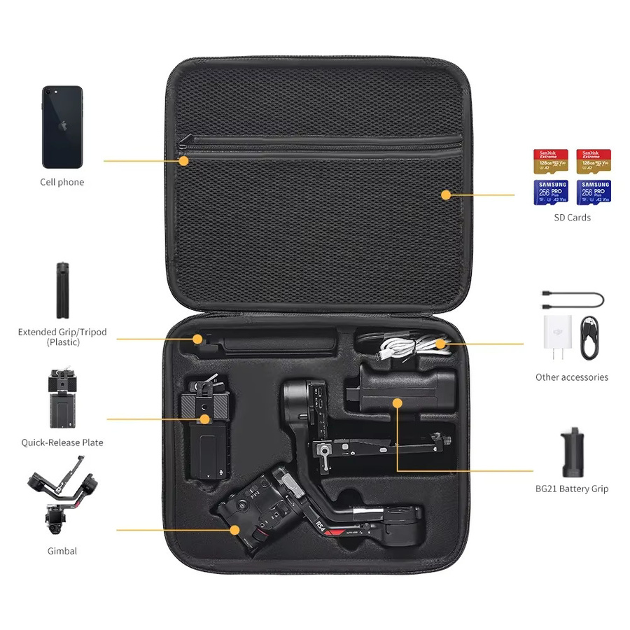 XFJI Umhängetasche für DJI Ronin RS4 Combo Gimbal-Stabilisator, Nylon Hartschalen-Tragetasche mit Anti-Druck-Aufbewahrungsbox, Schwarz - Bild 2