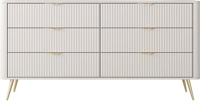 Kommode Elonaria von Pascal Morabito in Beige und Gold im Art déco Design, Breite: 163,2 cm - Bild 1