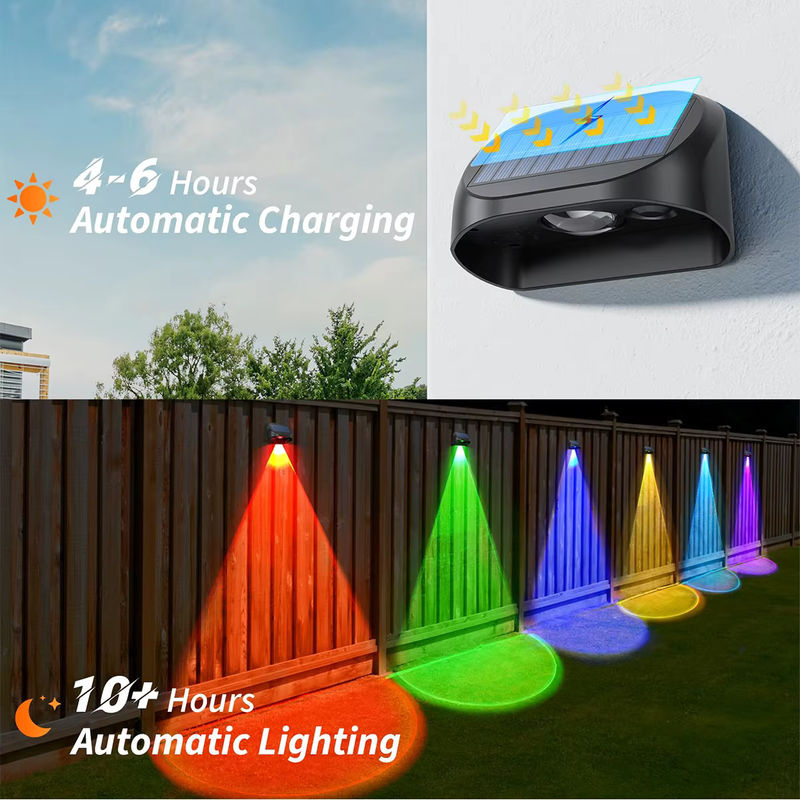 AMARYLLIS Solar Wandleuchte mit RGB-Modi und warmweißem Licht, wasserdichte Solar Zaunleuchte für Garten, Terrasse und Deck in Schwarz - Bild 2
