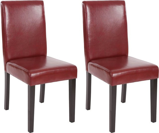 CHEFGASTRO Esszimmerstuhl 2er-Set aus Kunstleder in Rot-Braun mit Buchenholz-Beinen, B/T/H: 43 x 56 x 90 cm, Sitzhöhe: 45 cm - Bild 1