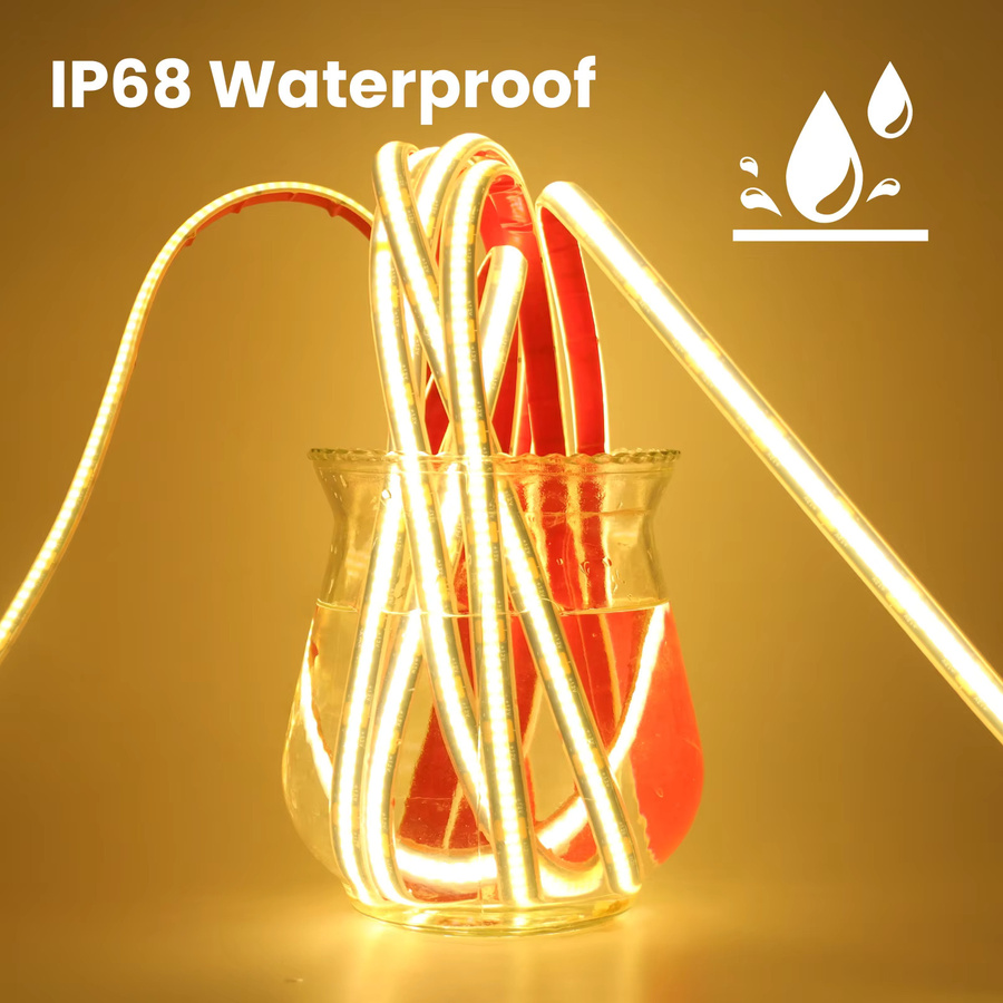XUNATA COB-LED-Streifen IP68 wasserdicht mit 320 LEDs, flexibles LED-Neonband aus Silikon mit selbstklebender schwarzer Leiterplatte für lineare Beleuchtung - Bild 2