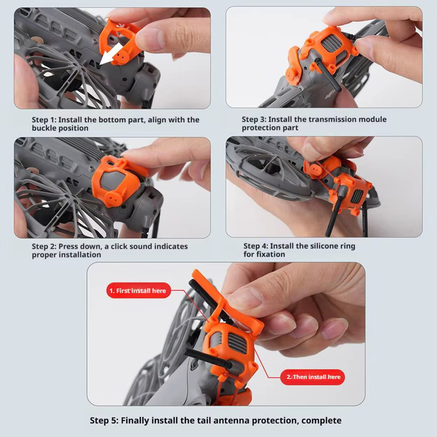 DJI NEO 2 Heckflügel-Antennenschutz aus ABS und Silikon in Orange - Bild 4