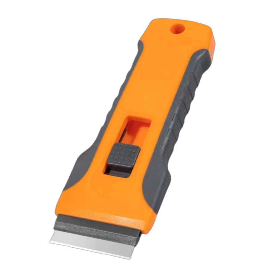 Professioneller Keramik-Schaber in Orange mit integrierten Klingen für die kratzfreie Reinigung von Herden und Öfen - Bild 1