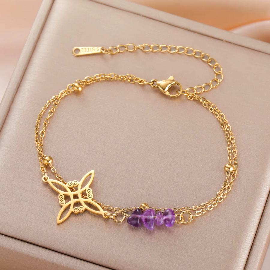 Skyrim Armband, Lila Kristall, Edelstahl, Damen - Bild 1