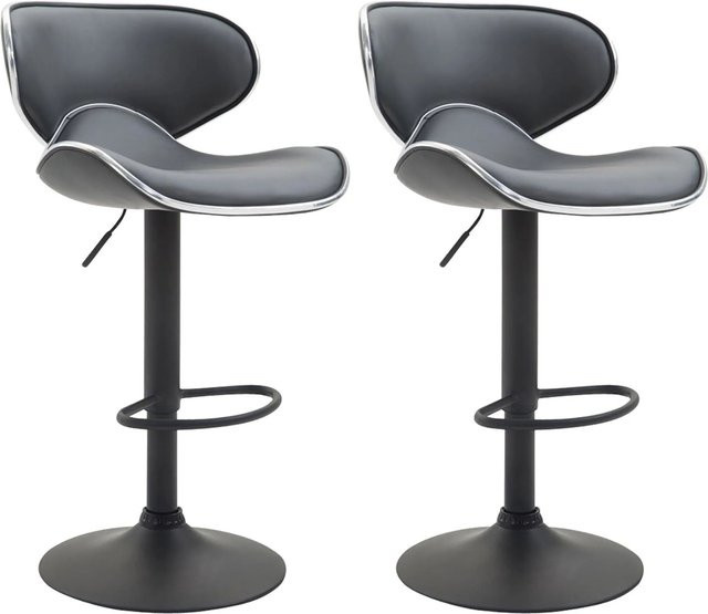 CLP 2er Set Barhocker Las Vegas in Grau/Schwarz aus Kunstleder - Bild 1