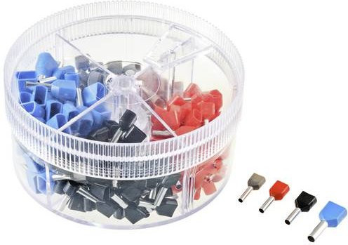 TRU COMPONENTS TC-11599332 Aderendhülsen-Sortiment teilisoliert in Grau, Rot, Schwarz und Blau mit 0.75 mm², 1 mm², 1.5 mm² und 2.5 mm² (200 Stück) - Bild 1