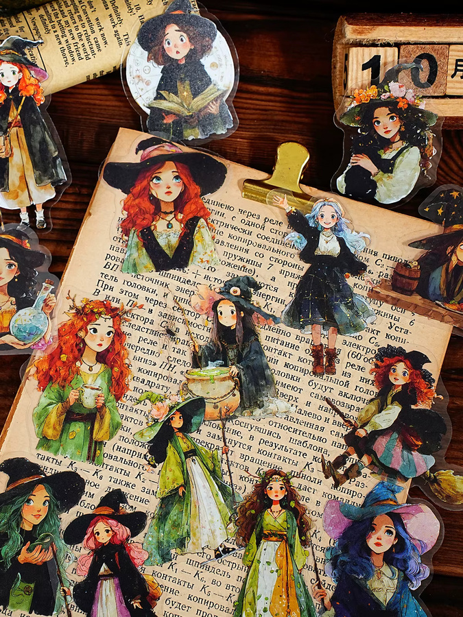 Etori Life Witch's Whispers Retro Magical Girl Haustieraufkleber, multicolor - Bild 5