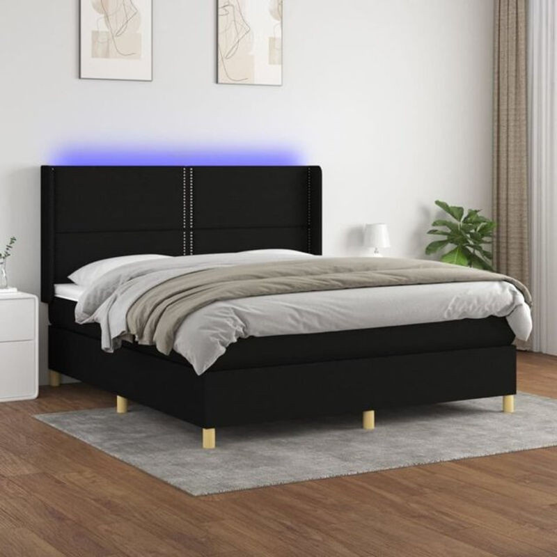 Vidaxl Boxspringbett mit Matratze in Schwarz aus Stoff, B/T/H: 160 x 200 cm - Bild 1