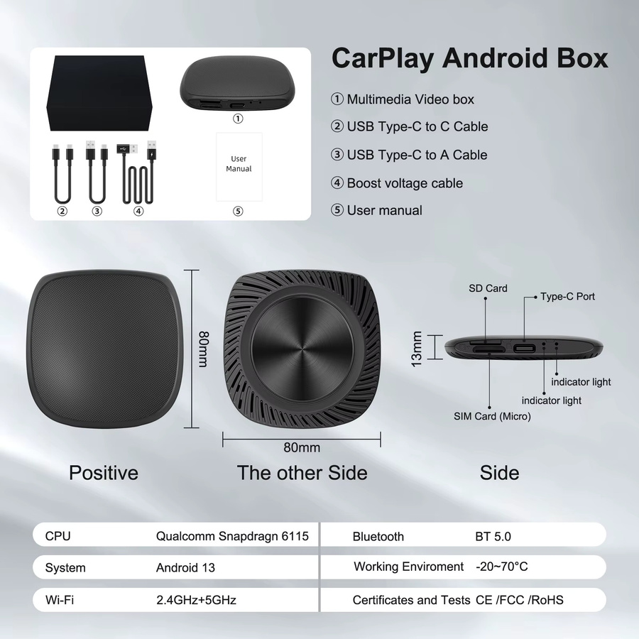 EzoneTronics CarPlay Android Ai Box Schwarz: Kabellose Umwandlung mit Octa-Core, HDMI-Ausgang und Optionen für 4G+64G oder 8G+128G Speicher sowie Plug-and-Play Unterstützung - Bild 5
