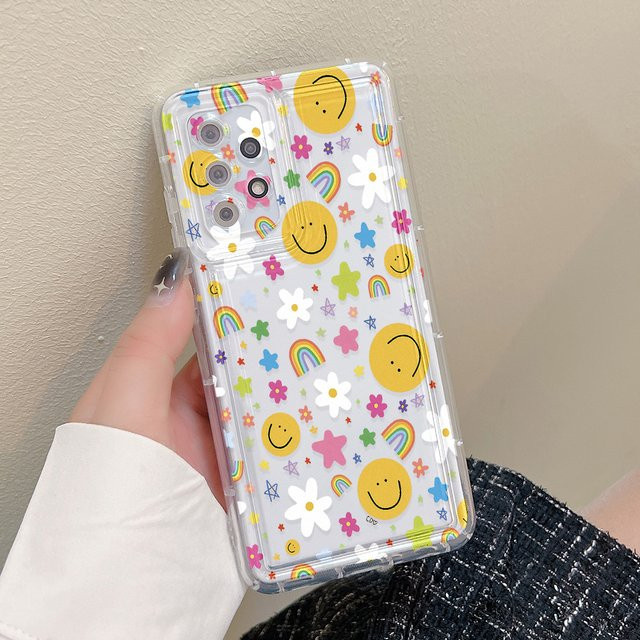 Bunte Blumen Handyhülle für Samsung Galaxy Modelle A34 5G A54 A53 A24 A32 A52 A23 A14 A52S A33 A73 S23 S22 Ultra S21 S20 FE mit Lächeln Motiv in Multicolour - Bild 1