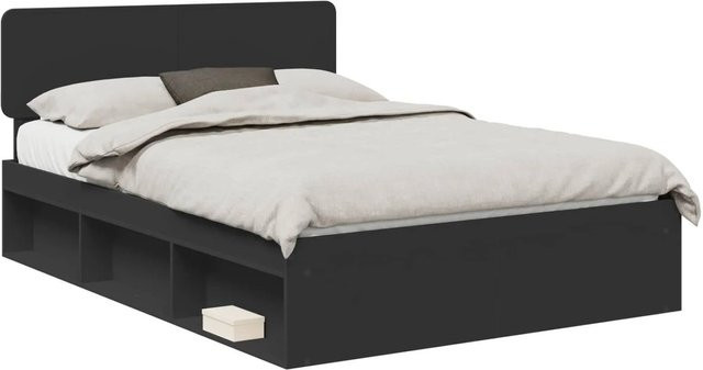 vidaXL Bettrahmen aus massivem Kiefernholz in Schwarz, modern, B/T/H: 140 x 200 x 90 cm - Bild 1
