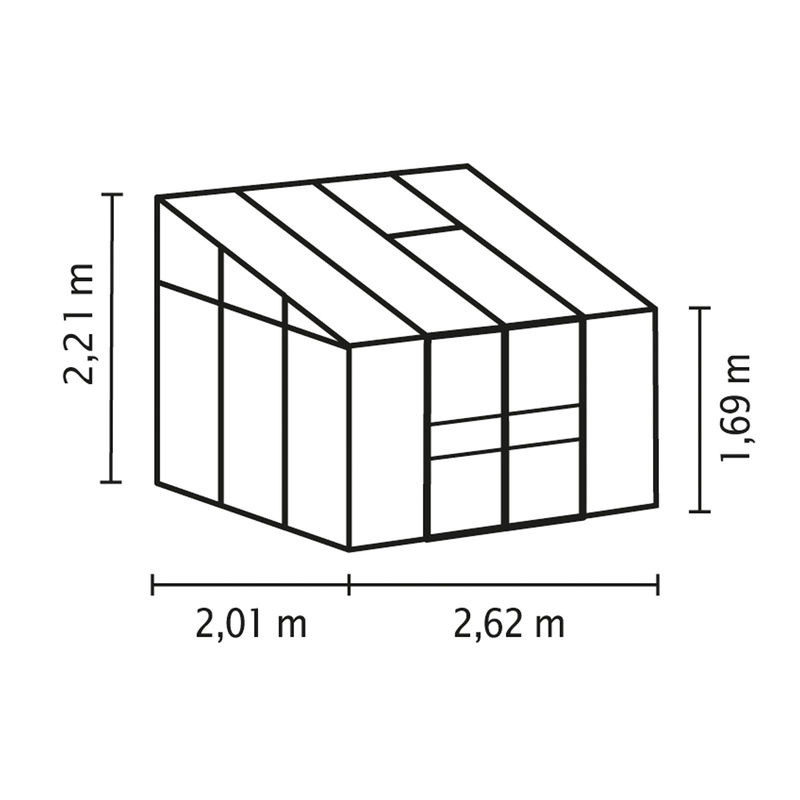 Vitavia Anlehn-Gewächshaus Ida 5200 in Smaragdgrün mit 6 mm HKP und 5,2 m² Fläche - Bild 3