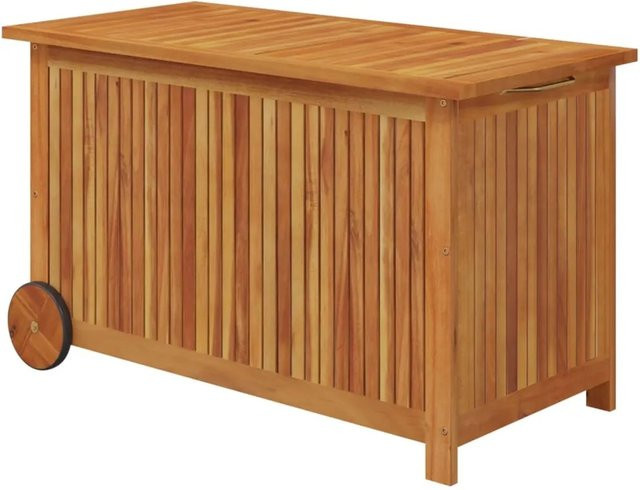 vidaXL Gartentruhe aus Massivholz Akazie in Braun mit Rollen, B/T/H: 90 x 50 x 58 cm - Bild 1