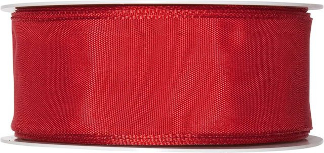 Halbach Drahtkantenband aus Acetat in Rot, Breite: 40 mm, Länge: 5 m - Bild 1