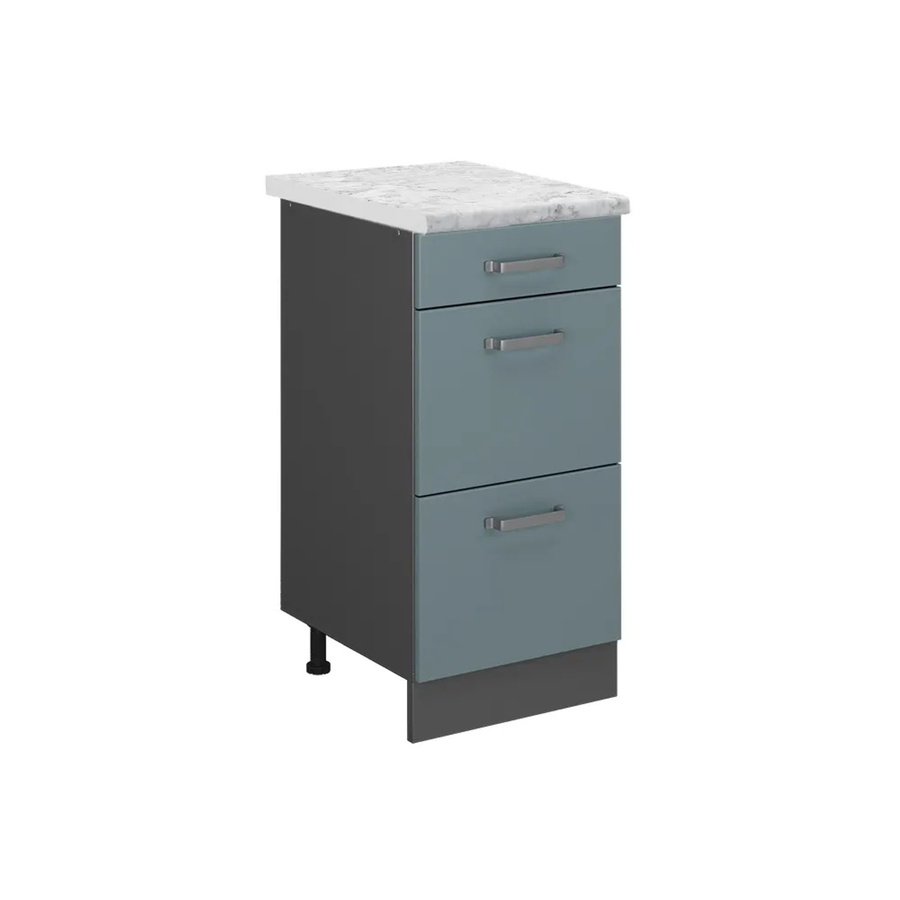 Vicco R-Line Schubladenschrank für die Küche in Blau-Grau mit Marmor-Optik, Breite: 40 cm - Bild 2