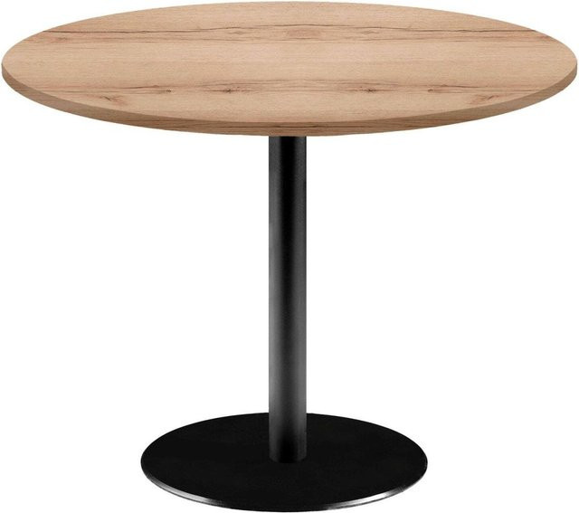 RestooTab Tisch Rome XL rund, Eiche Natur und Schwarz, Höhe: 75 cm, Durchmesser: 120 cm - Bild 1