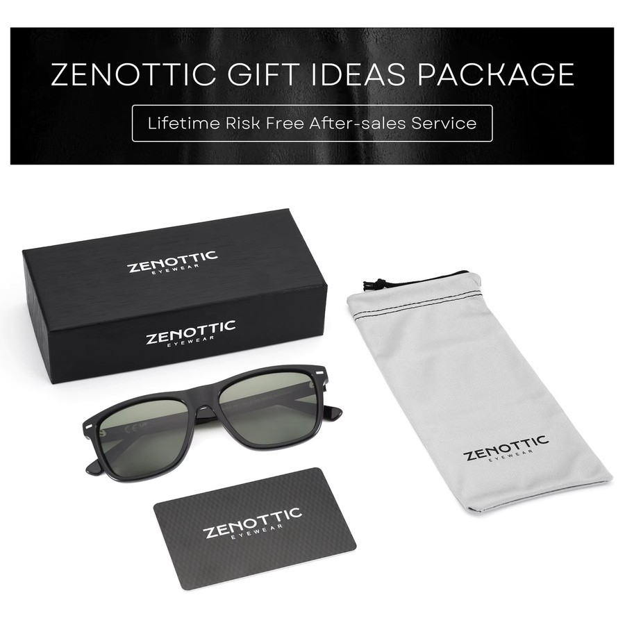 ZENOTTIC Sonnenbrille, quadratisch, Vollrand, Acetat, schwarz, Unisex - Bild 2