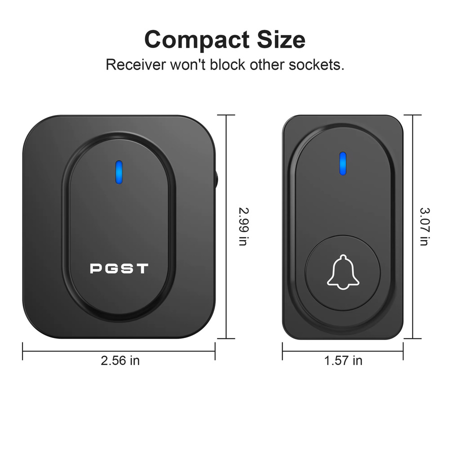 PGST Kabellose intelligente Türklingel 433 MHz in Schwarz mit 300 m Reichweite, IP65 wasserdicht und staubdicht mit Sicherheitsalarm - Bild 5