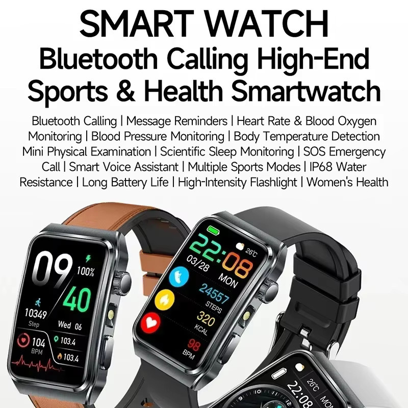 OUIO Smartwatch für Herren mit EKG und PPG Gesundheitsanalyse, Herzfrequenz- und Blutdruck-Tracker in Silber, kompatibel mit Android und iOS - Bild 2