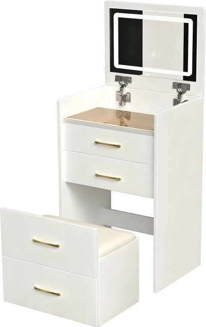 okwish Schminktisch mit Spiegel und 3 Schubladen in Weiß für dein Schlafzimmer, B/T/H: 118 x 40 x 60 cm - Bild 1