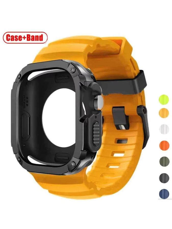 CHIICSMART Silikonarmband mit wasserdichtem Gehäuse für Apple Watch, Farben: Grau und Silber, Unisex - Bild 3