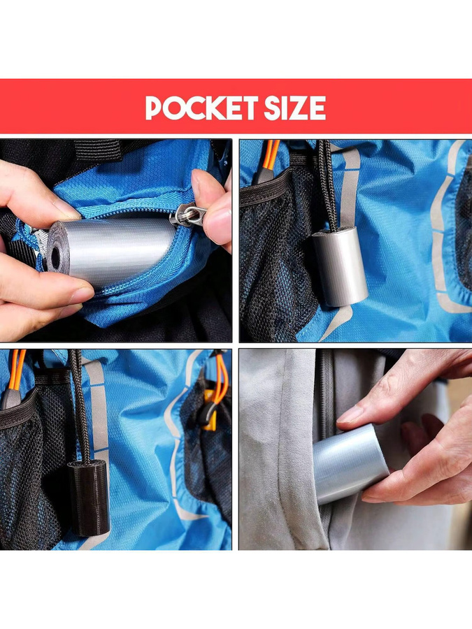 Silbernes Klebeband aus Stoff in Mini-Rollen für Outdoor-Camping und Notfallreparaturen - Bild 3