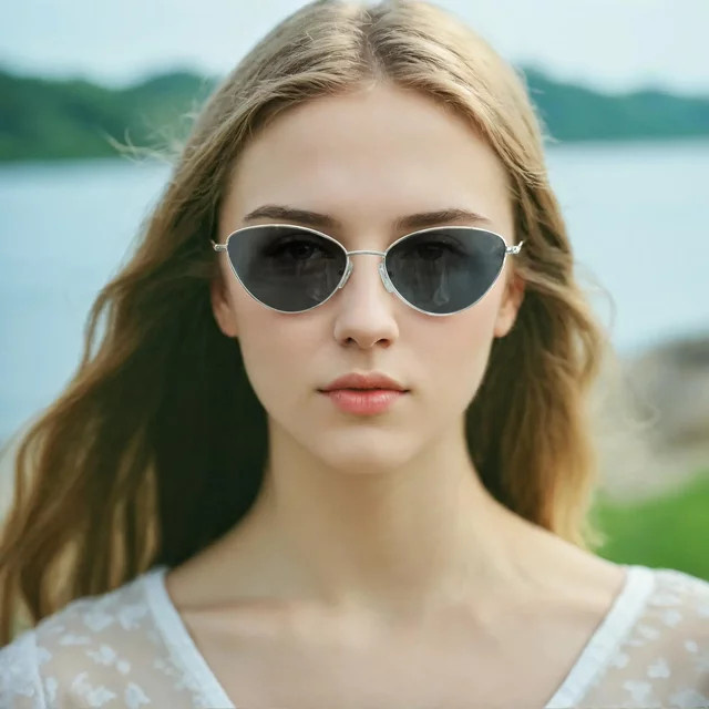 BLUEMOKY Sonnenbrille Cat Eye, Metall, Vollrand, Silber, Damen - Bild 1