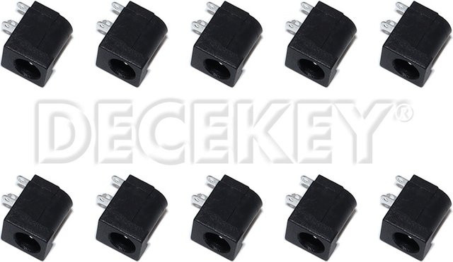 DECEKEY 10 Stück DC-005 DC-Stromanschlüsse, zylindrisch, rechtwinklig, PCB-Montage, Schwarz, 5,5 x 2,1 mm - Bild 1