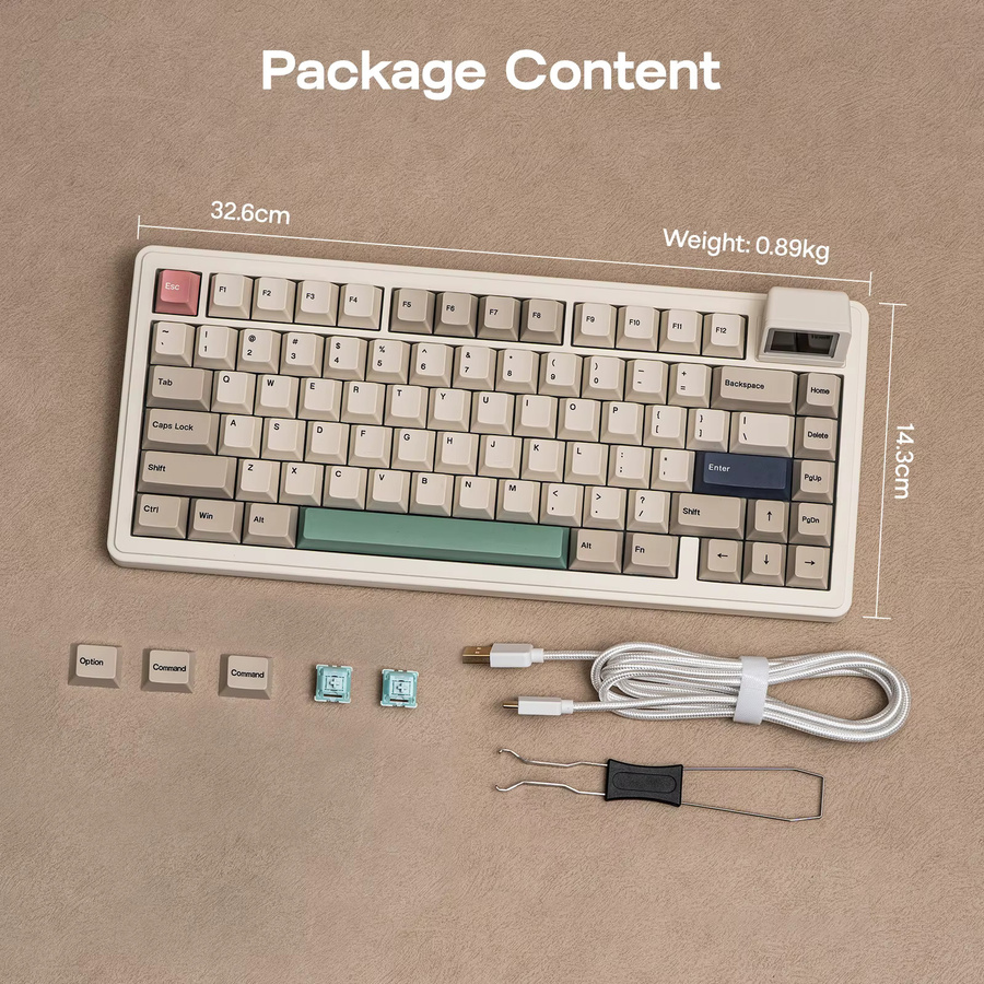 EPOMAKER RT82 Mechanische Tastatur mit LCD-Bildschirm, 75 % US-QWERTY-Layout, White, QMK/VIA, kabellos via Bluetooth oder 2,4 GHz und kabelgebunden, 4000 mAh Akku - Bild 5